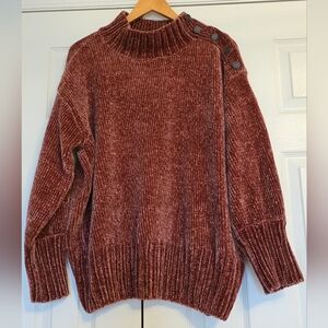 Grace & Lace Chenille Cinnamon Sweater with Button Detail, Size XL